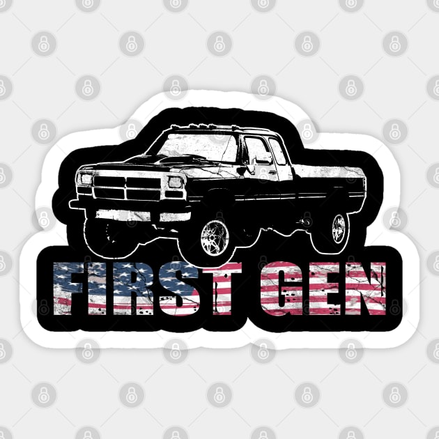 First Gen cummins Dodge ram truck Squarebody First generation Truck Classic American 1st gen Pickup Sticker by JayD World